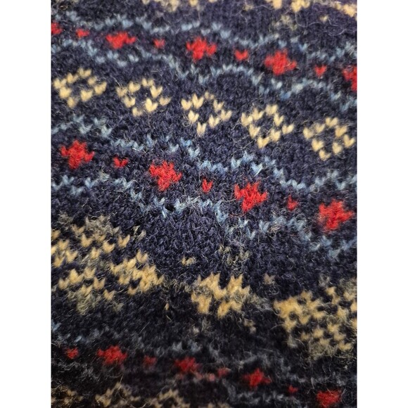 Newton Trading Co. VTG Wool Sweater Shetland Fair Isle Sweater Navy Blue Sz M/L - Picture 6 of 7